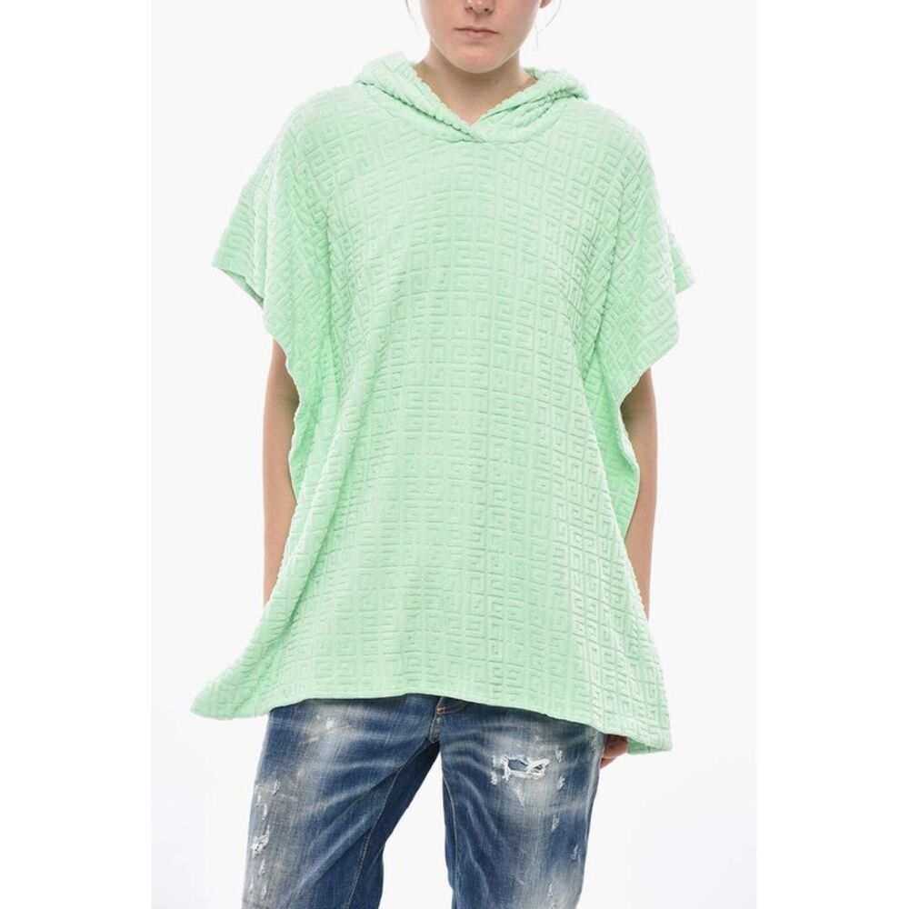 Terry Poncho-Fit Hoodie with Jacquard Monogram Pattern - Picture 2 of 5